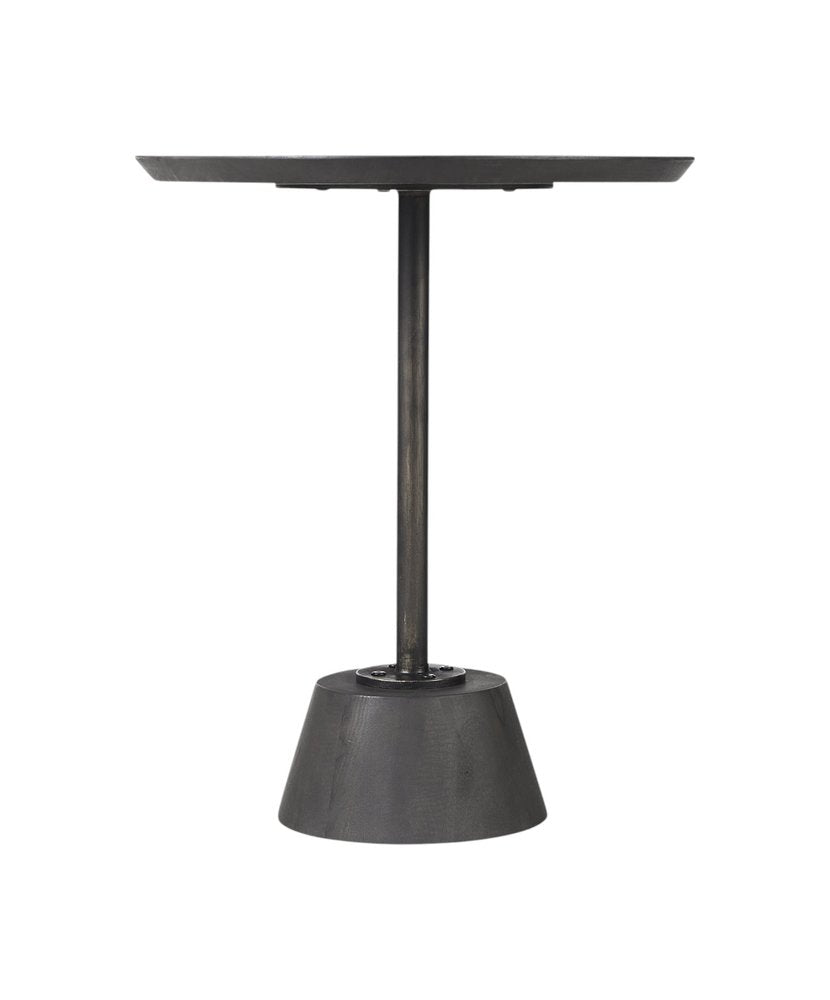 Black Solid and Manufactured Wood Round End Table - 24-inch