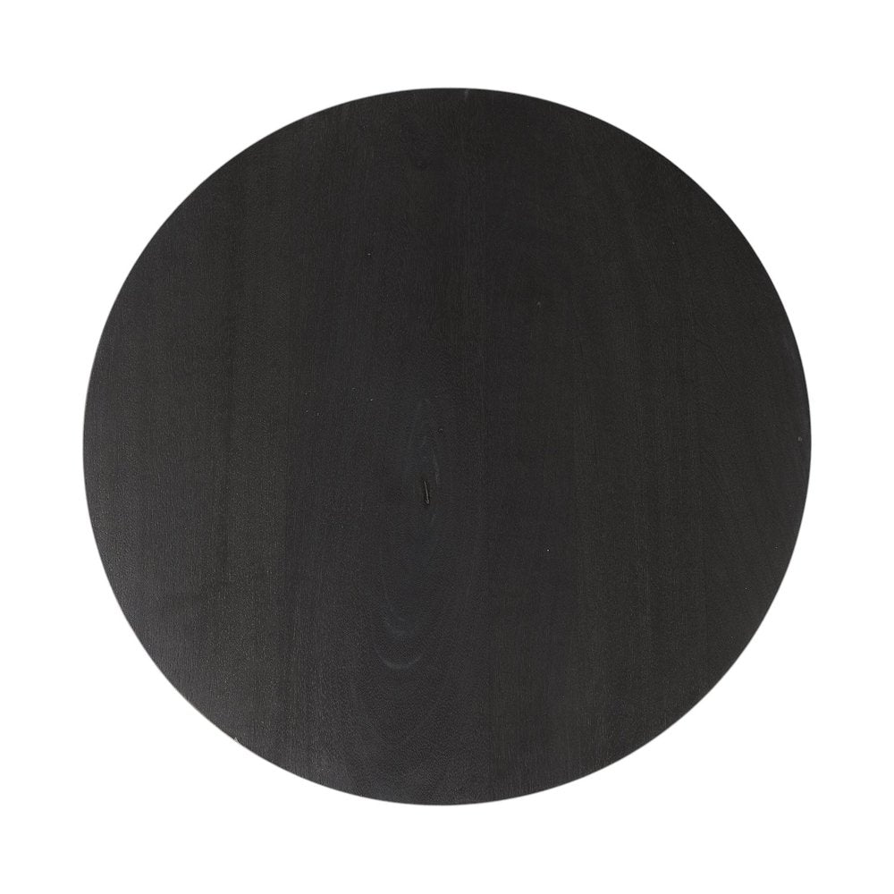 Black Solid and Manufactured Wood Round End Table - 24-inch