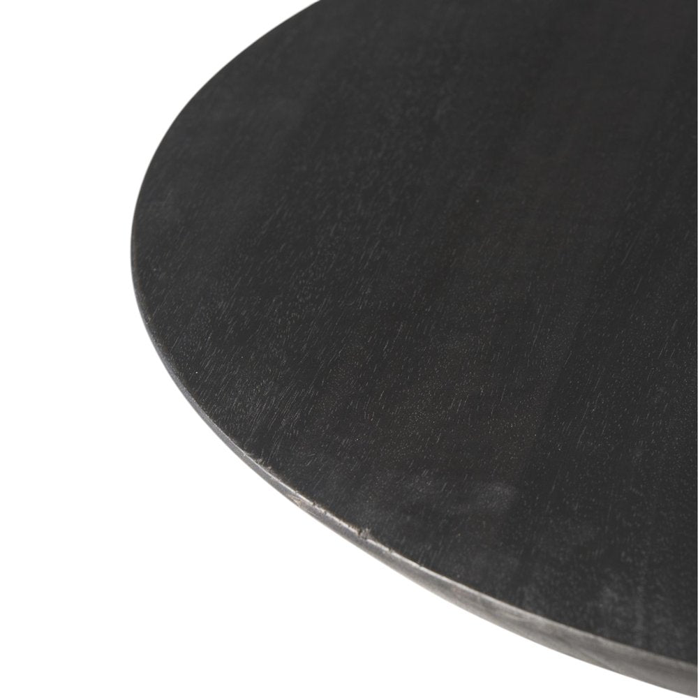 Black Solid and Manufactured Wood Round End Table - 24-inch