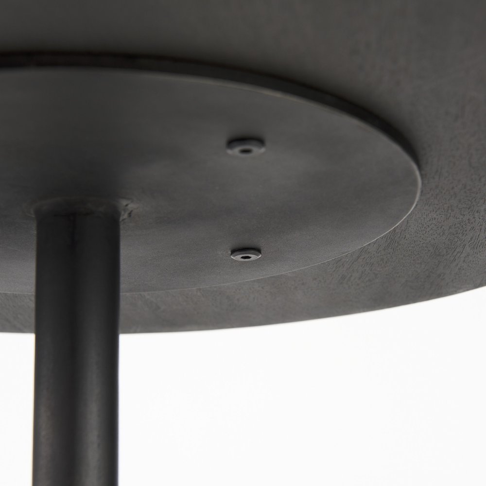 Black Solid and Manufactured Wood Round End Table - 24-inch