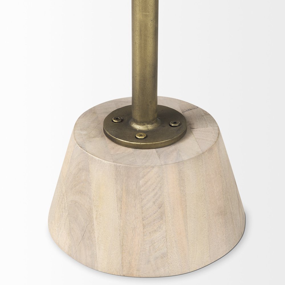Beige Solid and Manufactured Wood Round End Table - 24-inch