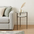 Bronze and Clear Glass and Metal Round End Table with Shelf - 23-inch