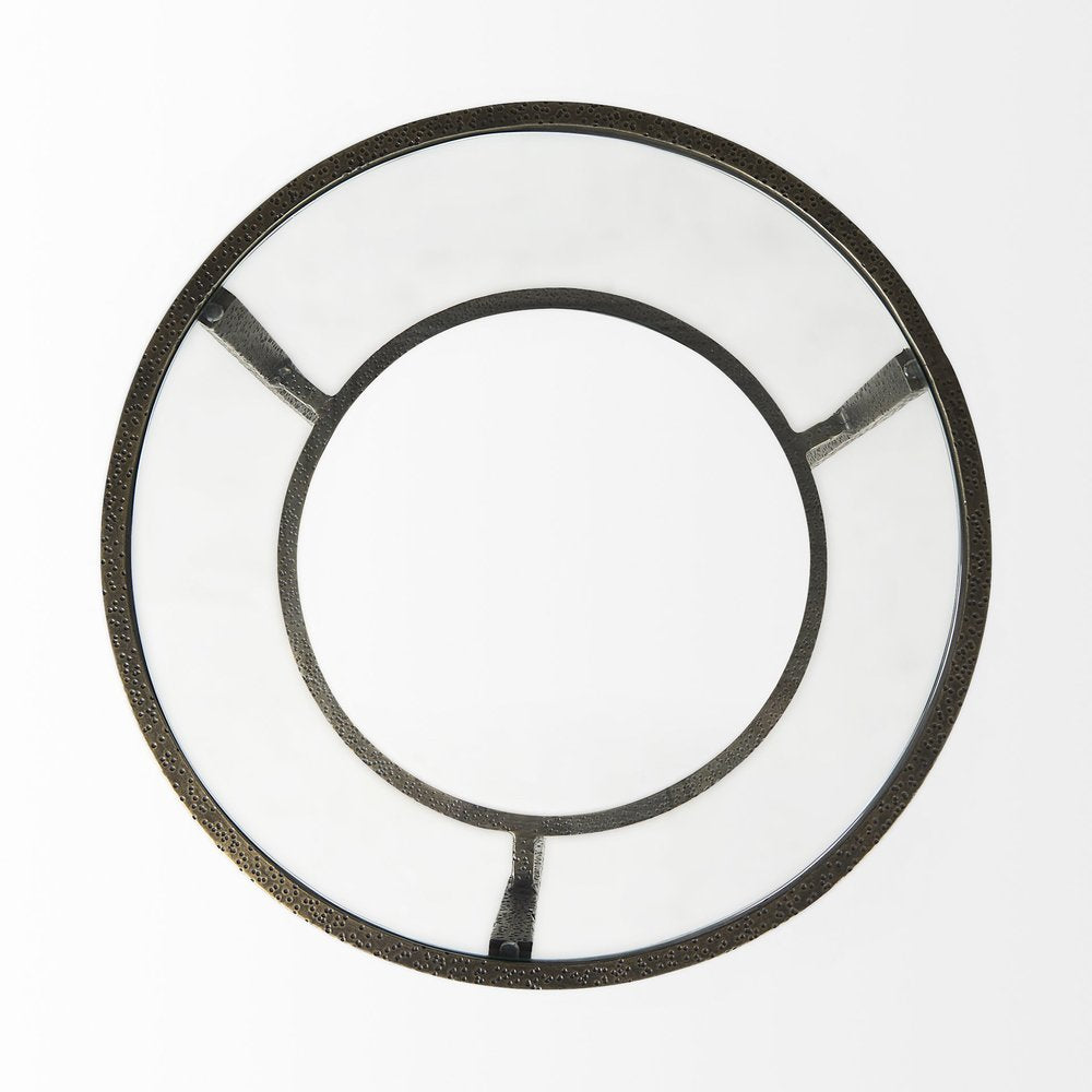 Bronze and Clear Glass and Metal Round End Table with Shelf - 23-inch