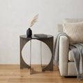 Black Marble Round End Table - 20-inch