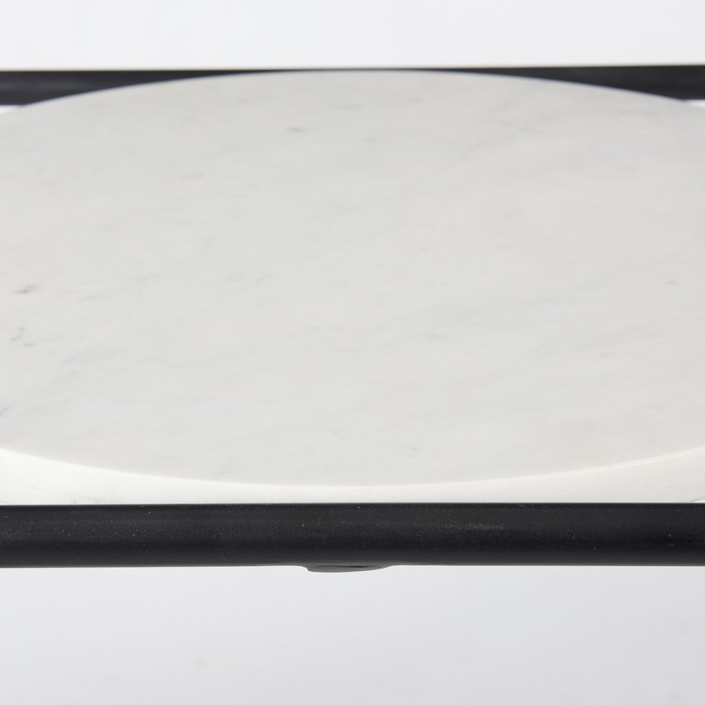 Black Marble Round End Table - 22-inch
