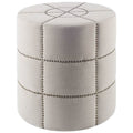 Cream Fabric Tufted Round Footstool - 20-inch
