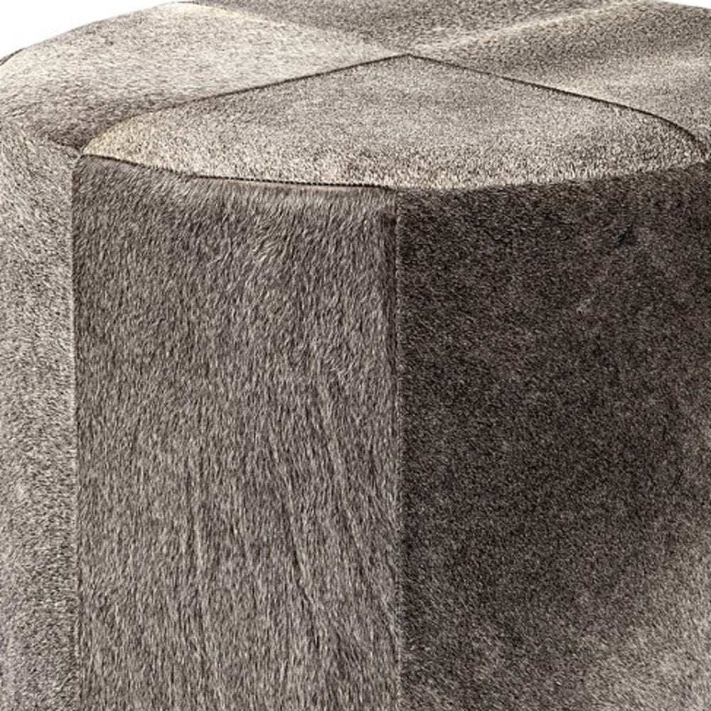 Gray Wool and Brown Footstool Ottoman - 20-inch