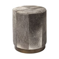 Gray Wool and Brown Footstool Ottoman - 20-inch