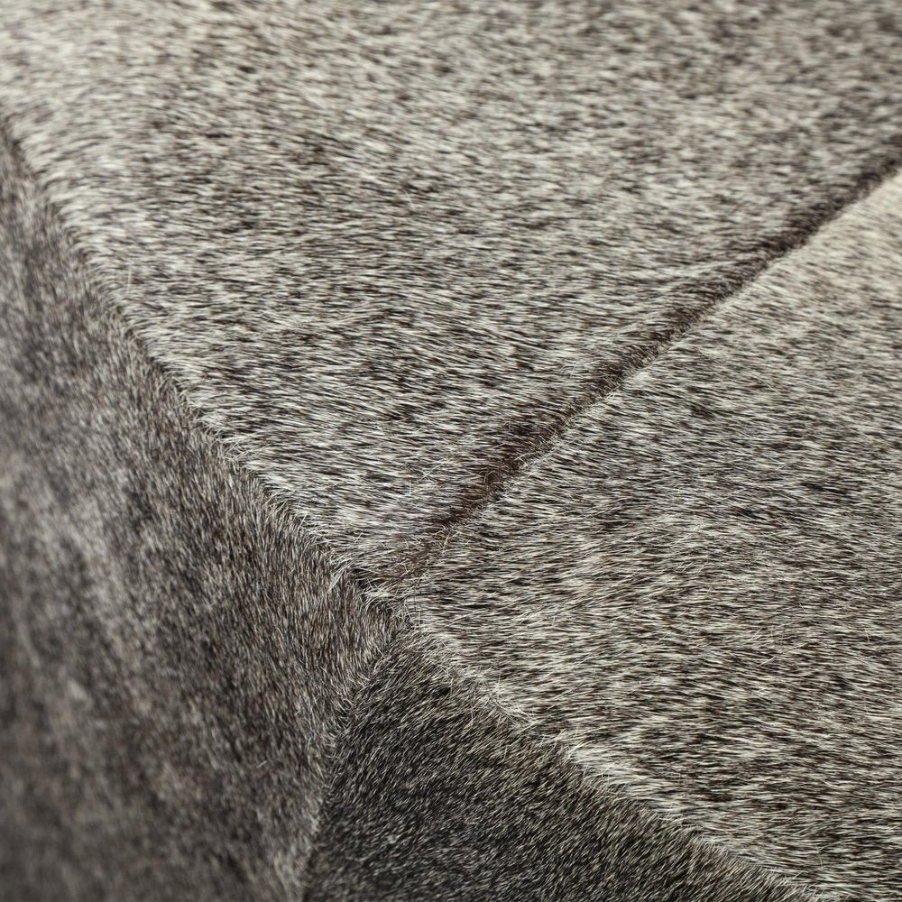 Gray Wool and Brown Footstool Ottoman - 20-inch