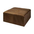 Brown Genuine Leather Cube Ottoman - 36-inch