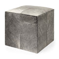 Gray Fabric and Wool Cube Ottoman - 20-inch