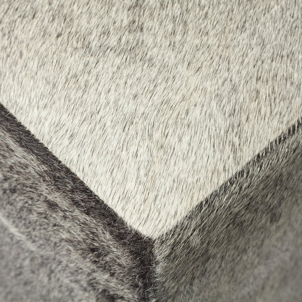 Gray Fabric and Wool Cube Ottoman - 20-inch