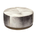 Gray Wool and Brown Footstool Ottoman - 36-inch