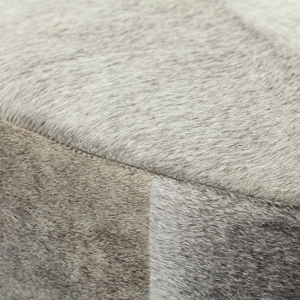 Gray Wool and Brown Footstool Ottoman - 36-inch