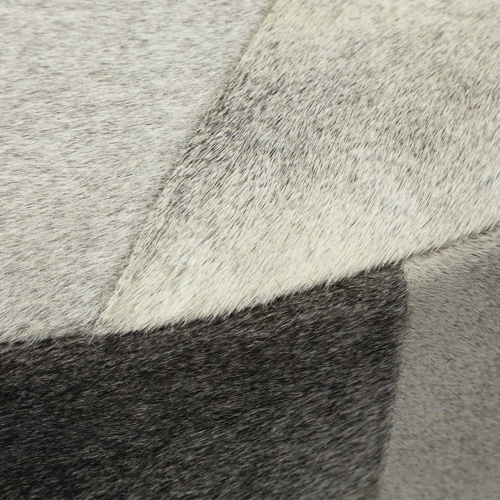 Gray Wool and Brown Footstool Ottoman - 36-inch