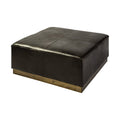 Black Faux Leather and Brown Footstool - 36-inch