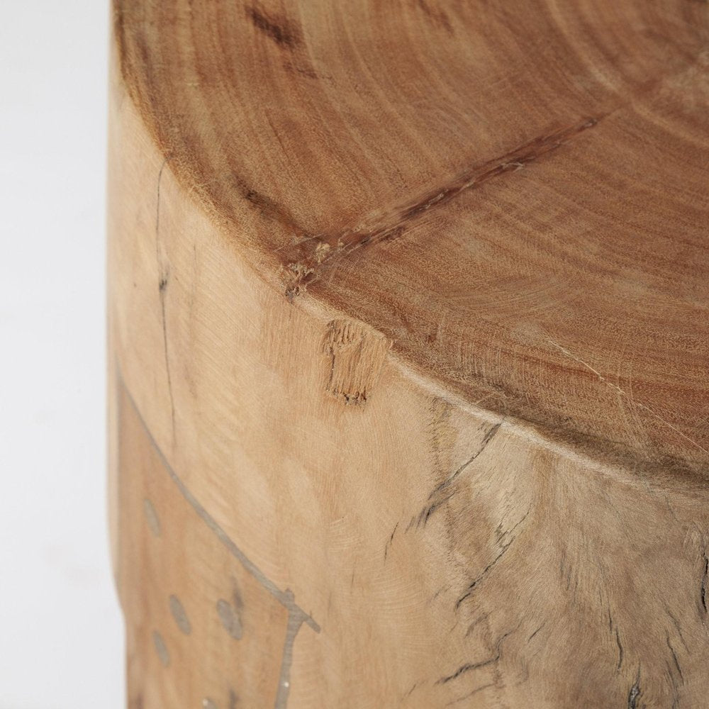 Dark Brown and Brown Distressed Reclaimed Wood Round End Table