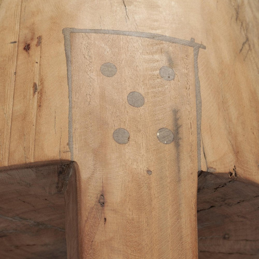 Dark Brown and Brown Distressed Reclaimed Wood Round End Table
