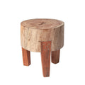 Dark Brown and Brown Distressed Reclaimed Wood Round End Table