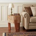 Dark Brown and Brown Distressed Reclaimed Wood Round End Table