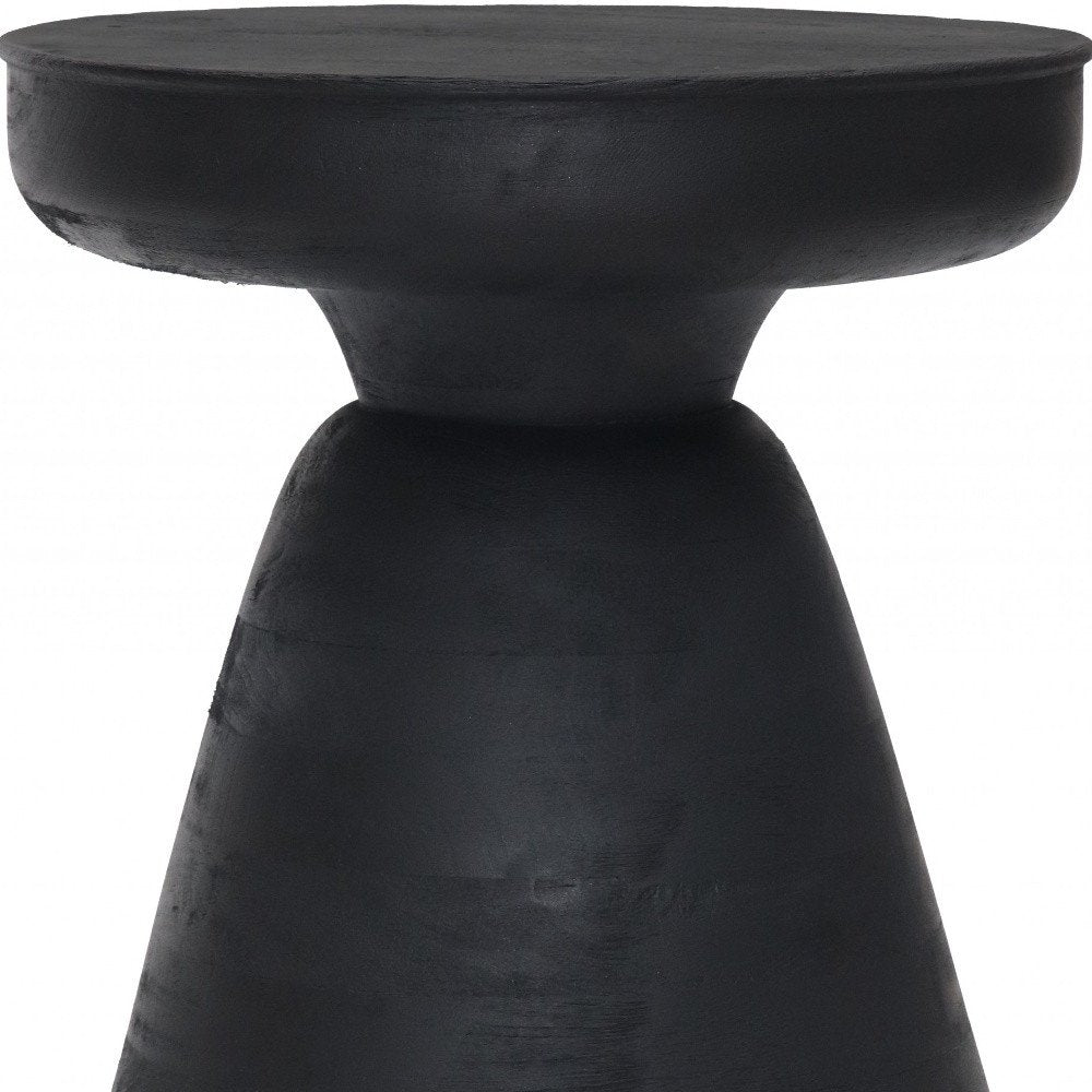 Black Solid Wood Round Pedestal End Table - 18-inch