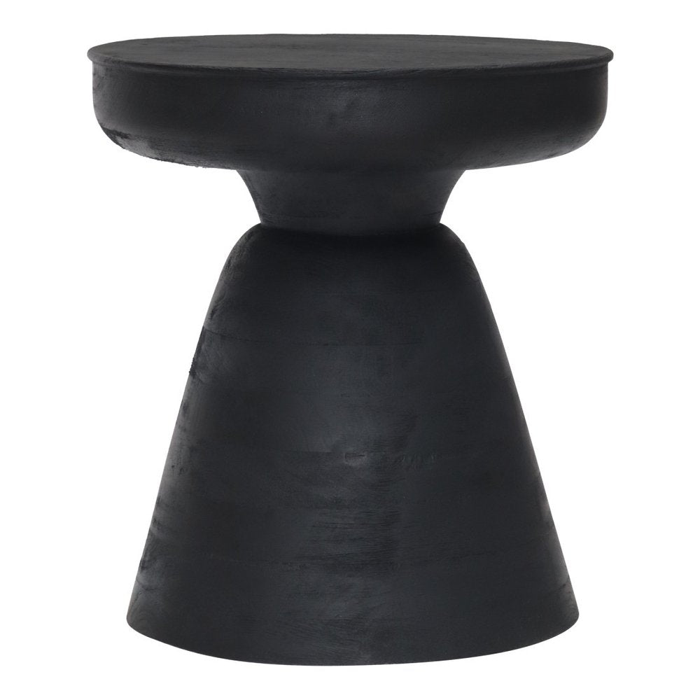Black Solid Wood Round Pedestal End Table - 18-inch