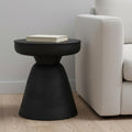 Black Solid Wood Round Pedestal End Table - 18-inch