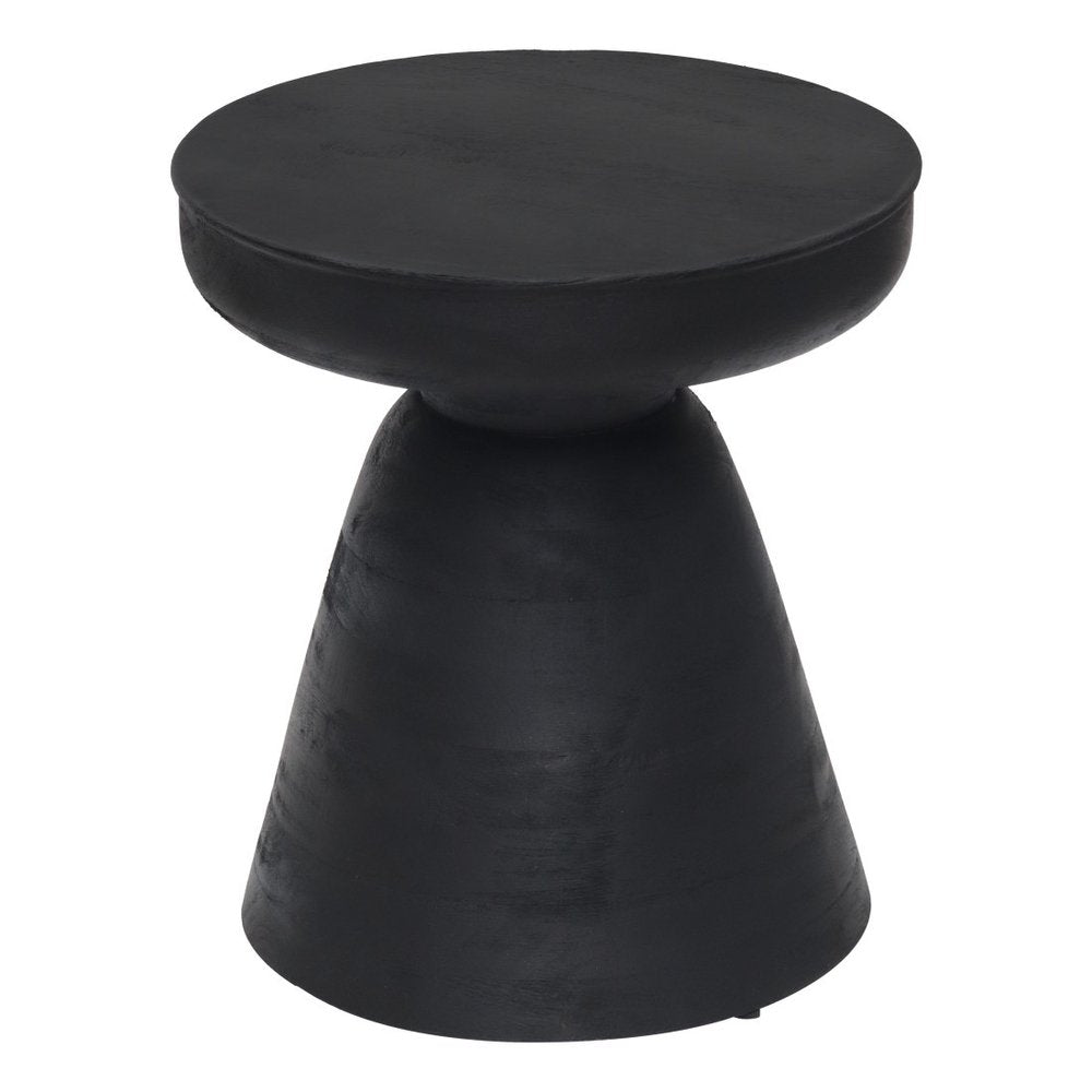 Black Solid Wood Round Pedestal End Table - 18-inch