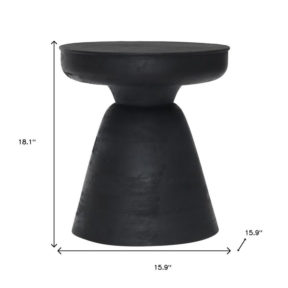 Black Solid Wood Round Pedestal End Table - 18-inch