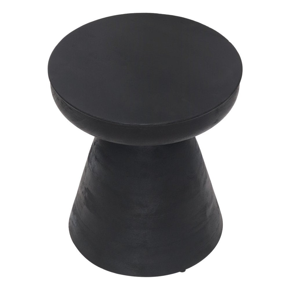Black Solid Wood Round Pedestal End Table - 18-inch