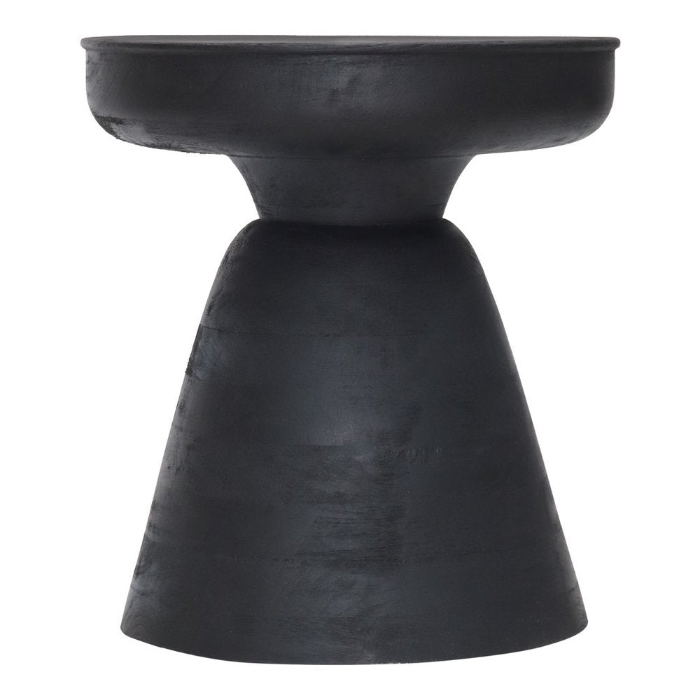 Black Solid Wood Round Pedestal End Table - 18-inch