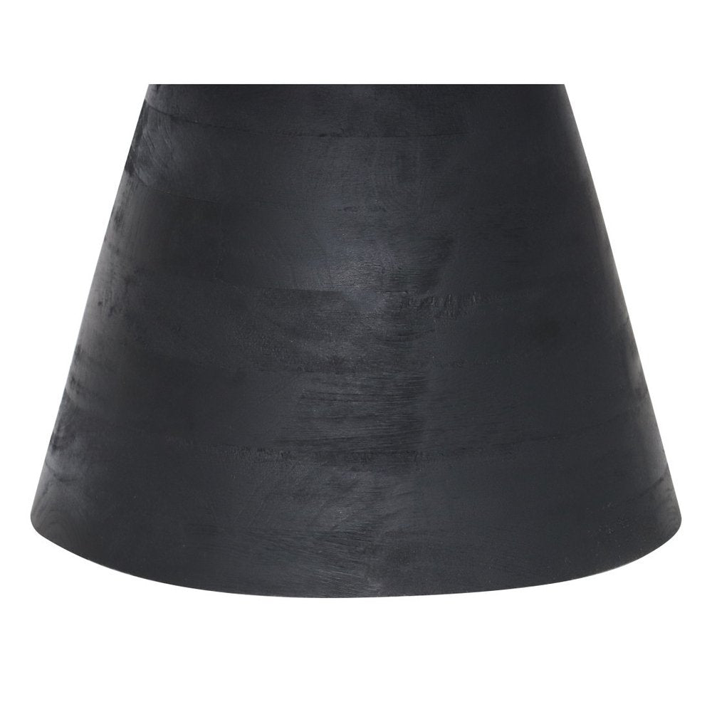 Black Solid Wood Round Pedestal End Table - 18-inch