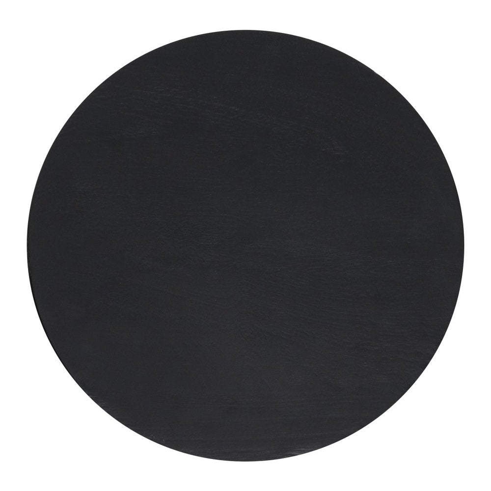 Black Solid Wood Round Pedestal End Table - 18-inch
