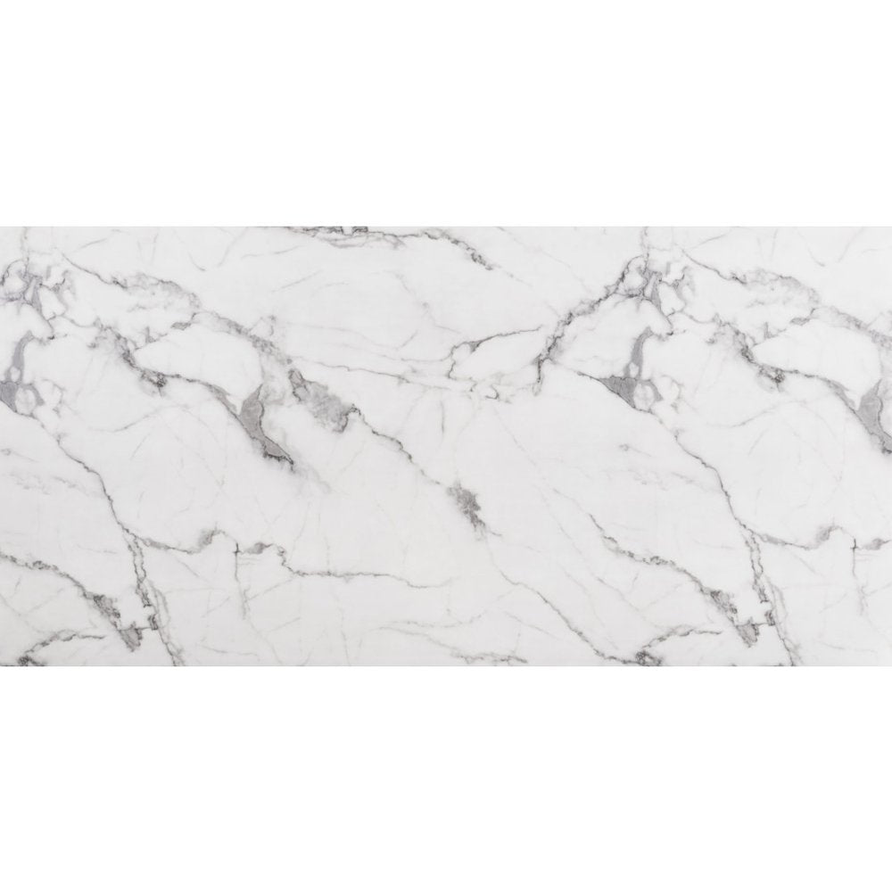 White and Gold Faux Marble and Steel Sled Base Dining Table - 71-inch