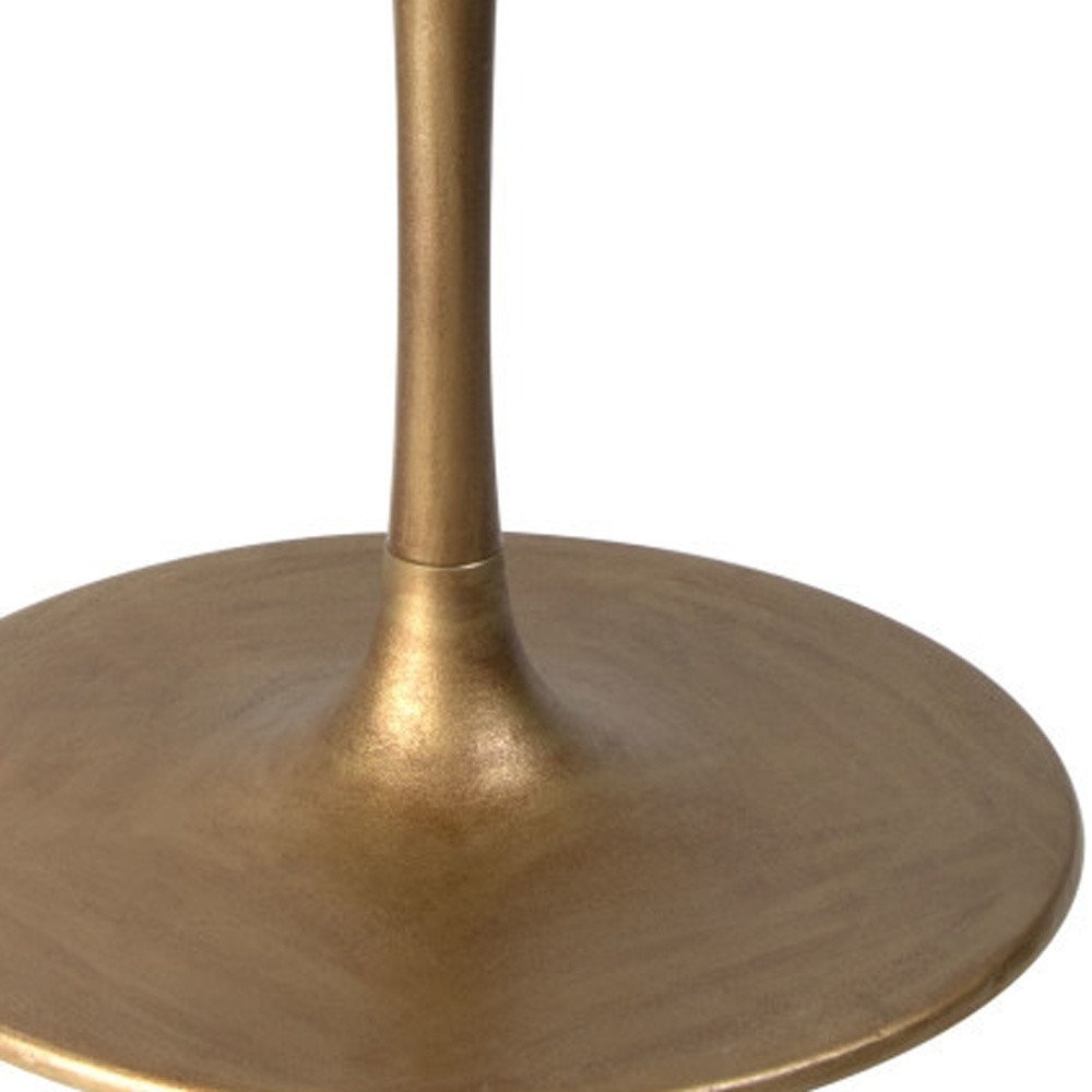 White and Gold Marble and Steel Pedestal Base Round Top Dining Table - 47-inch