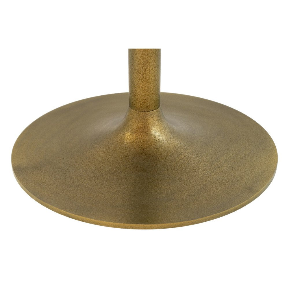White and Gold Marble and Steel Pedestal Base Round Top Dining Table - 47-inch