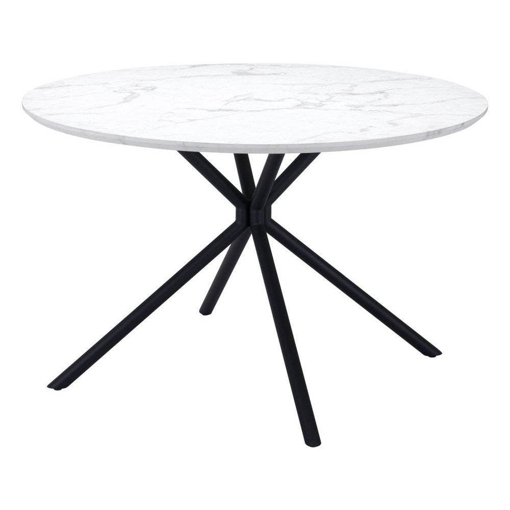 White and Black Rounded Steel Dining Table - 47-inch