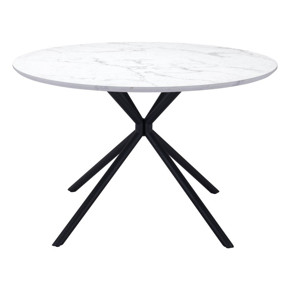 White and Black Rounded Steel Dining Table - 47-inch