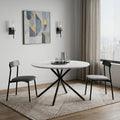 White and Black Rounded Steel Dining Table - 47-inch