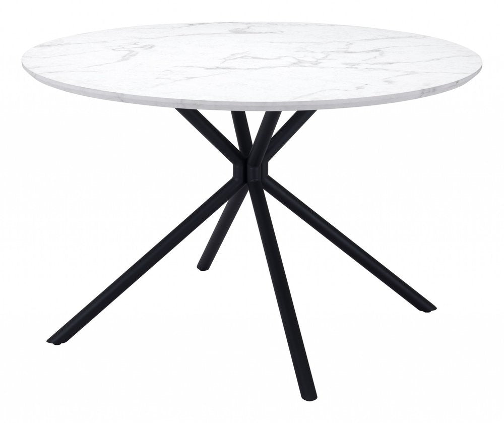 White and Black Rounded Steel Dining Table - 47-inch