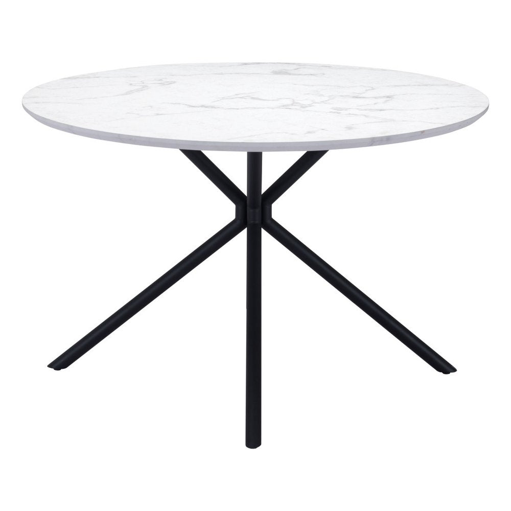 White and Black Rounded Steel Dining Table - 47-inch