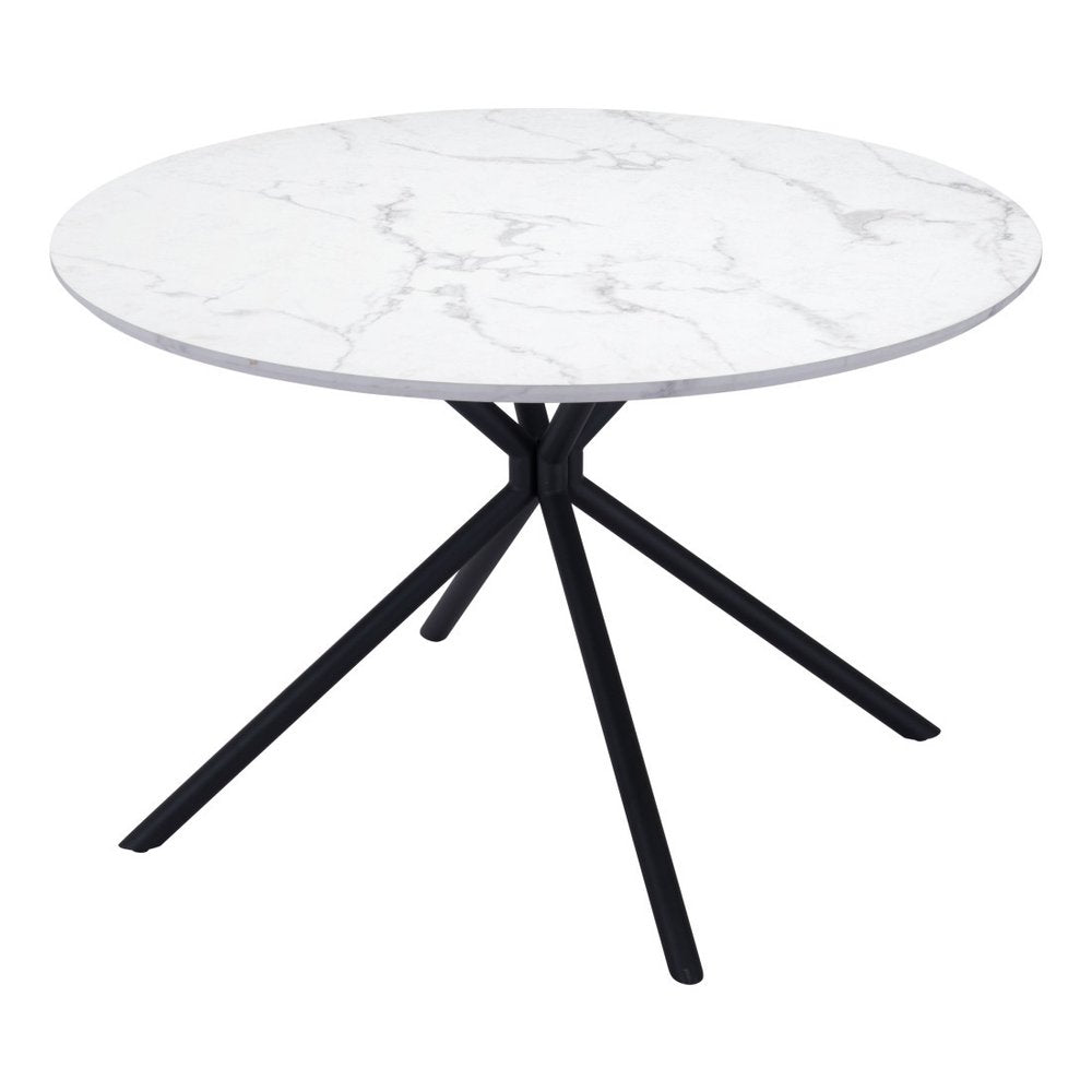 White and Black Rounded Steel Dining Table - 47-inch