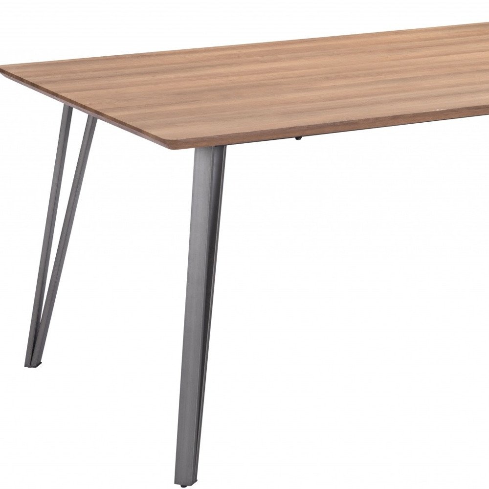 Brown and Gray Wood and Steel Dining Table - 79-inch