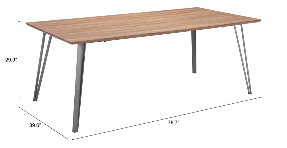 Brown and Gray Wood and Steel Dining Table - 79-inch