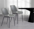 Set of Two Gray and Black Upholstered Faux Leather Dining Side Chairs