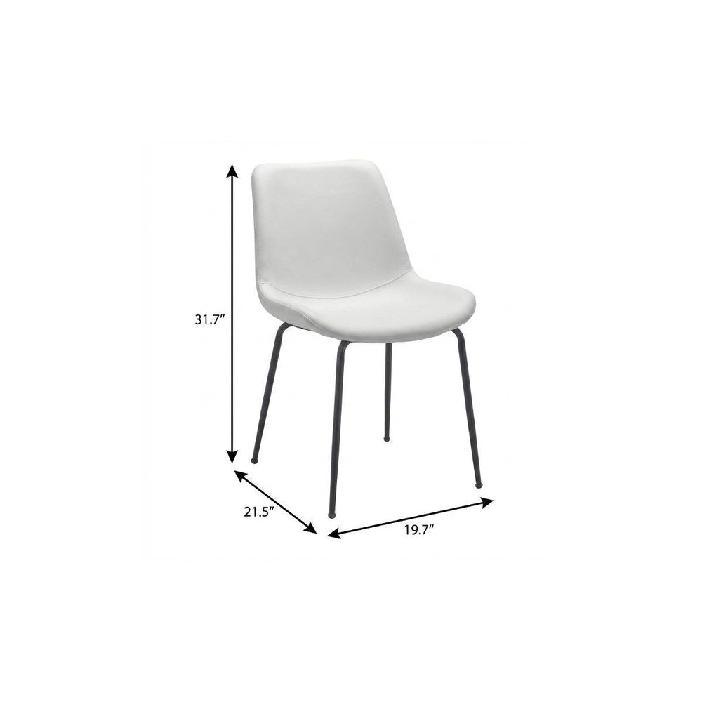 Set of Two White and Black Upholstered Faux Leather Dining Side Chairs
