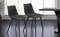 Set of Two Black Upholstered Faux Leather Dining Side Chairs
