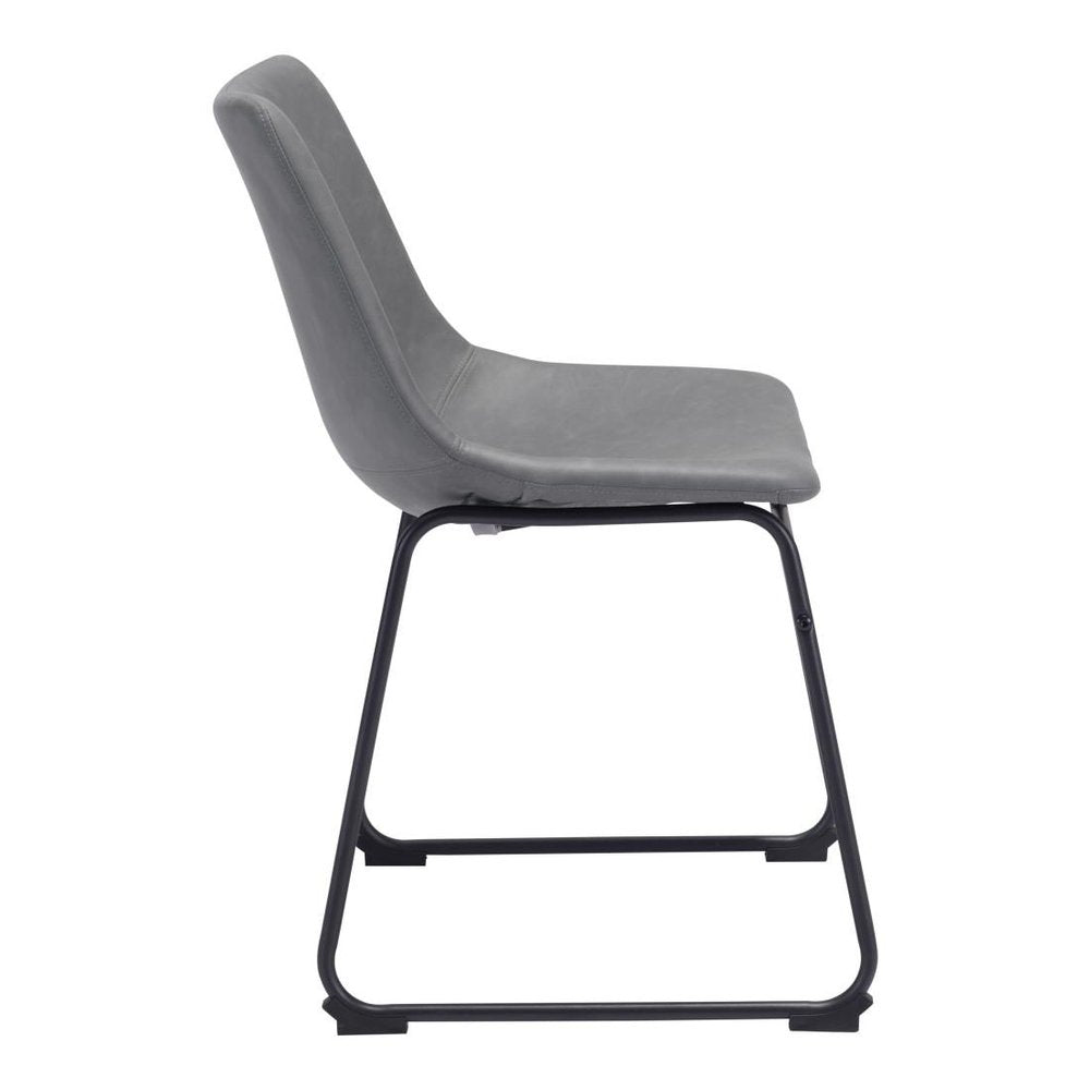 Set of Two Charcoal and Black Upholstered Velvet Dining Side Chairs