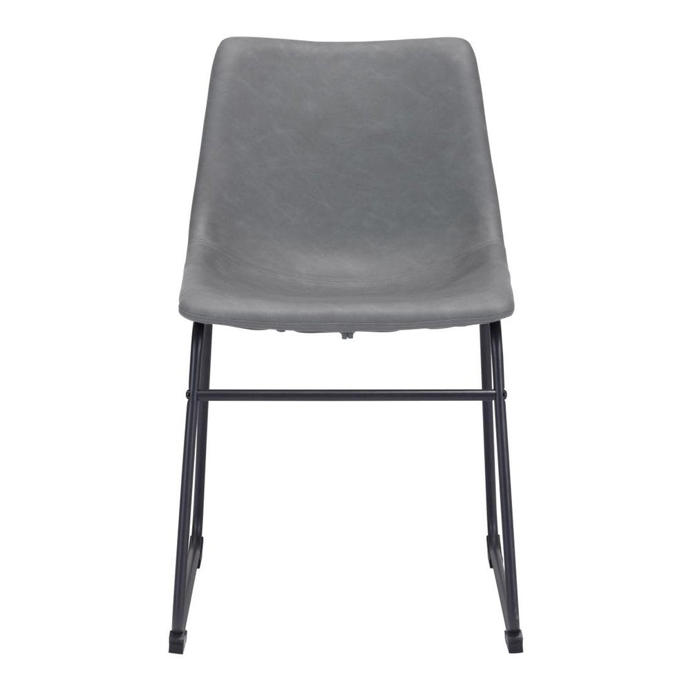 Set of Two Charcoal and Black Upholstered Velvet Dining Side Chairs