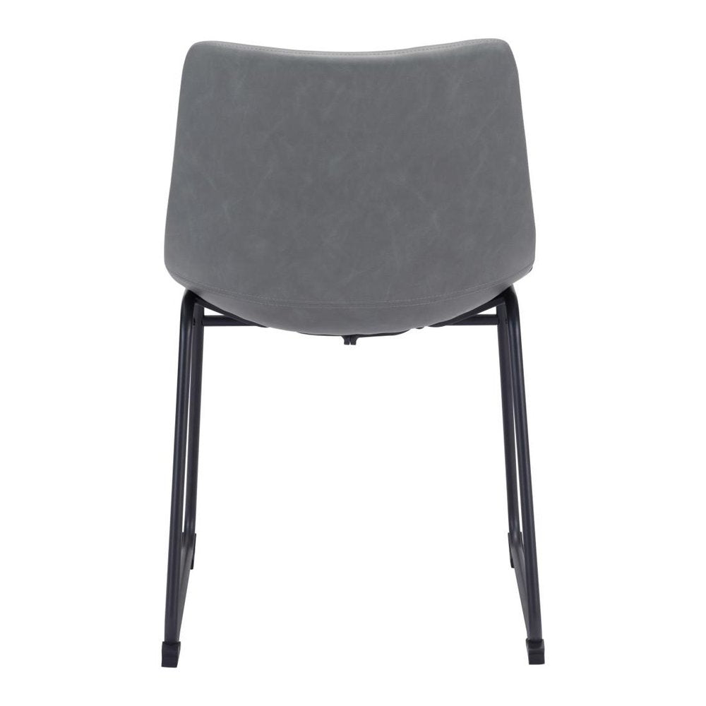 Set of Two Charcoal and Black Upholstered Velvet Dining Side Chairs